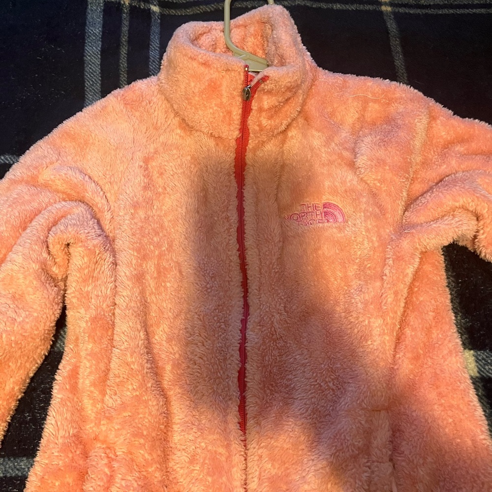 Pink fuzzy north face